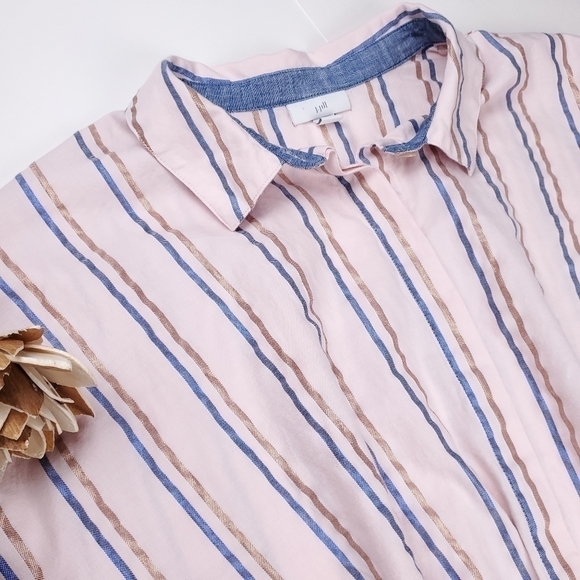 J. Jill Pink Rose Gold Metallic Blue Stripe Super Soft Cotton Long Sleev… - Picture 11 of 12